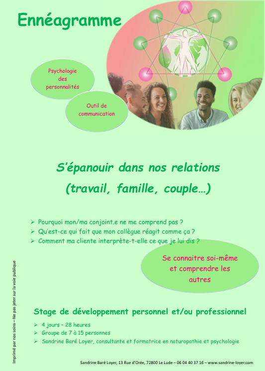 Affiche formation Ennéagramme par Sandrine Baré Loyer